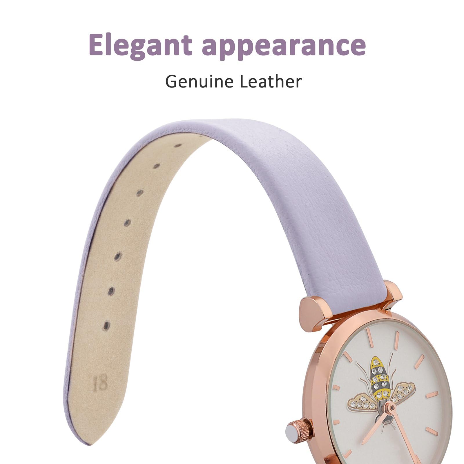Foto 4 pulgar | Correa De Reloj Wocci Elegante De Piel Auténtica De 14 Mm Con Hebilla De Oro Rosa - Venta Internacional.