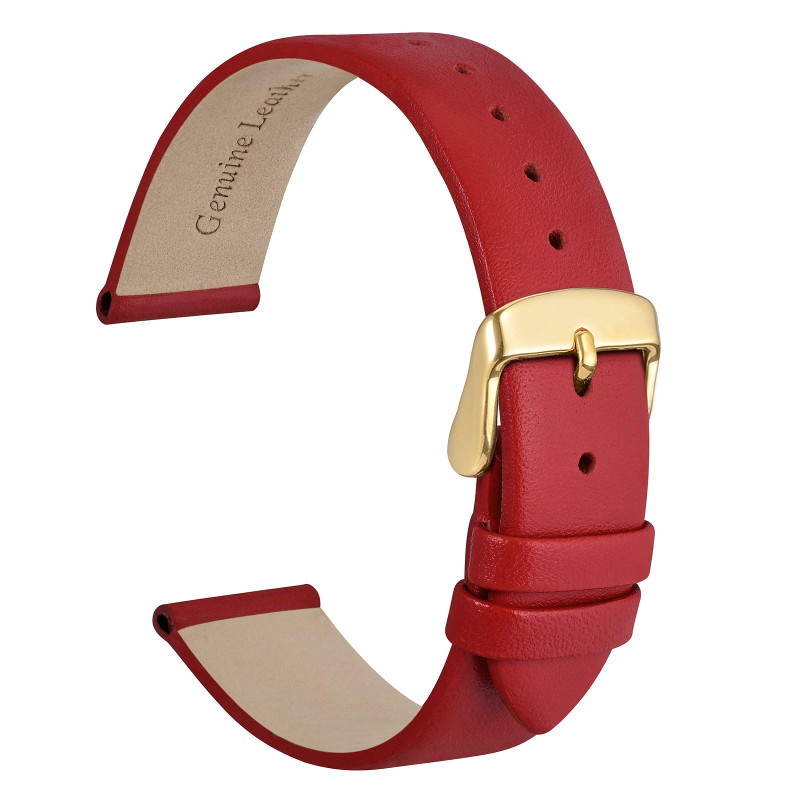 Foto 2 pulgar | Correa De Reloj Wocci, Elegante, Piel Auténtica, 18 Mm De Ancho, Color Rojo - Venta Internacional.