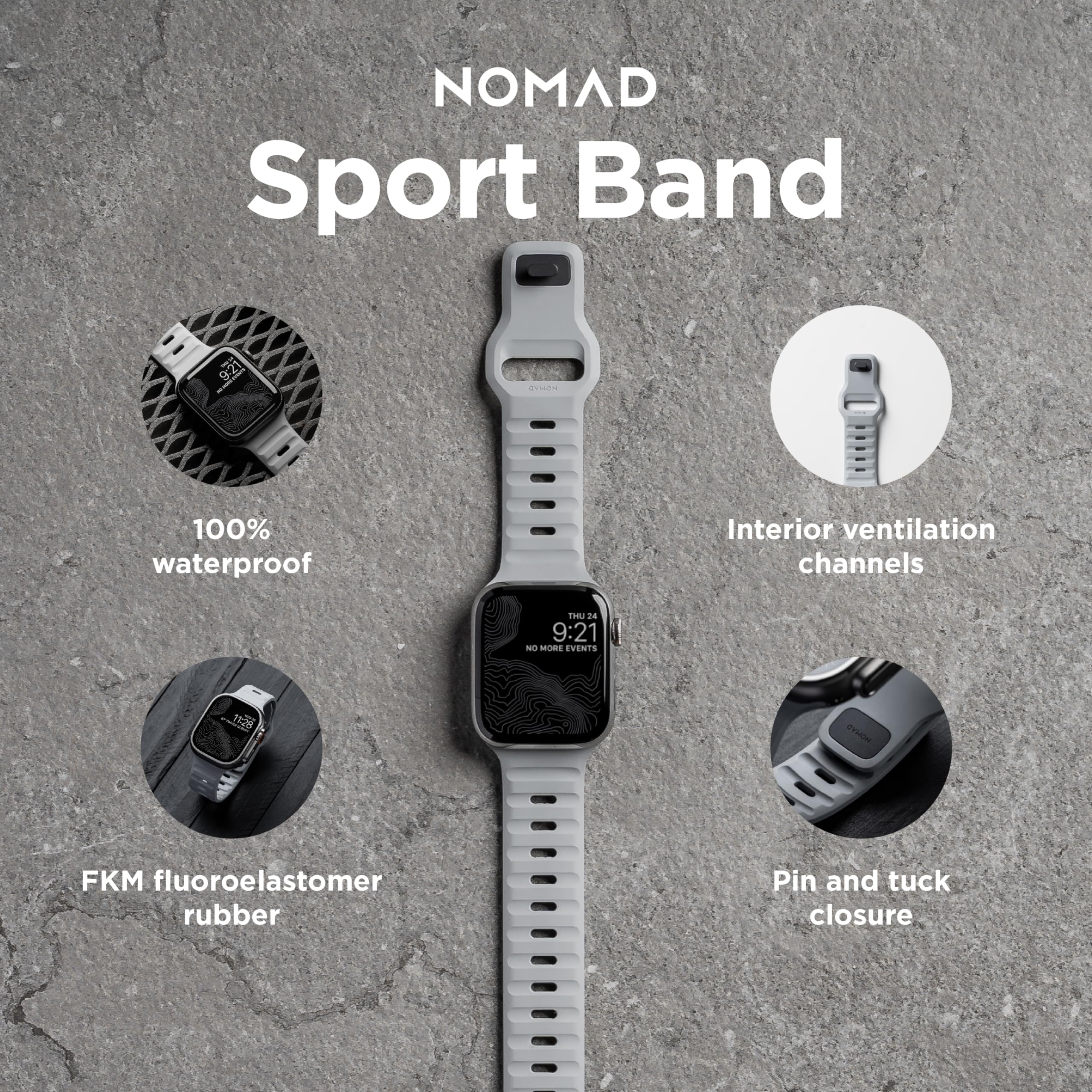 Foto 3 pulgar | Correa Deportiva Nomad Lunar Grey De 45 Mm Para Apple Watch Ultra 2 - Venta Internacional.