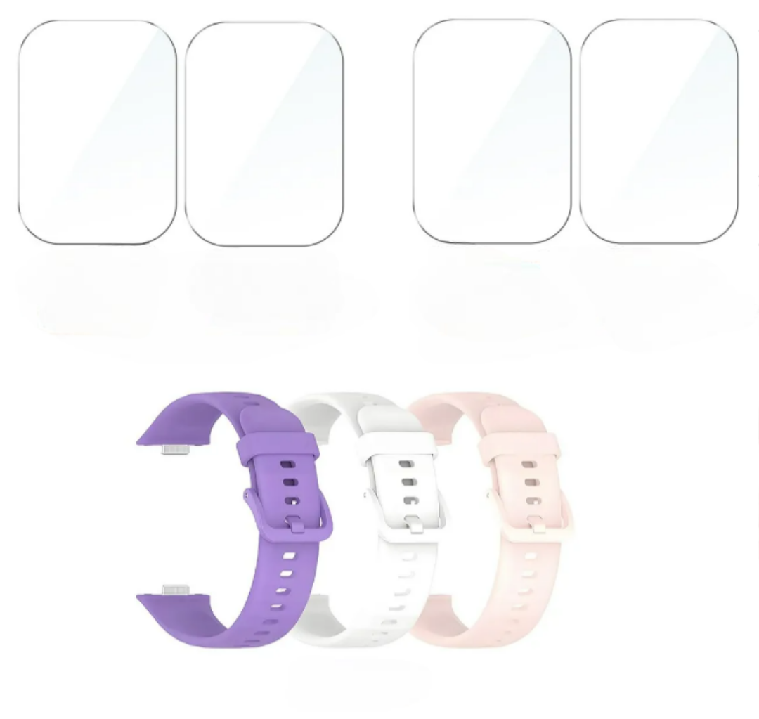 Foto 2 pulgar | Xtellar - Juego De 3 Correas Lujosas En Silicona + 4 Micas Para Huawei Watch Fit 3/4