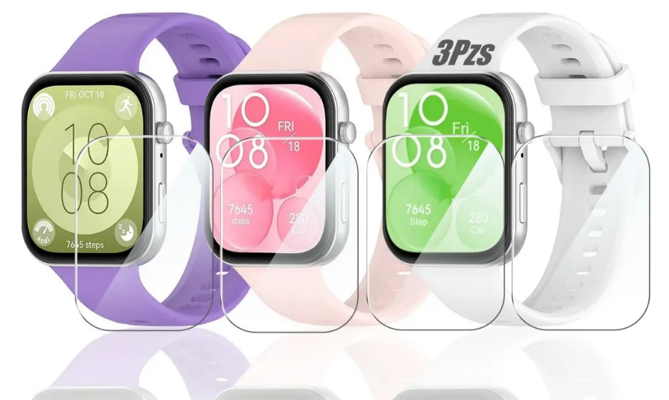 Foto 4 pulgar | Xtellar - Juego De 3 Correas Lujosas En Silicona + 4 Micas Para Huawei Watch Fit 3/4