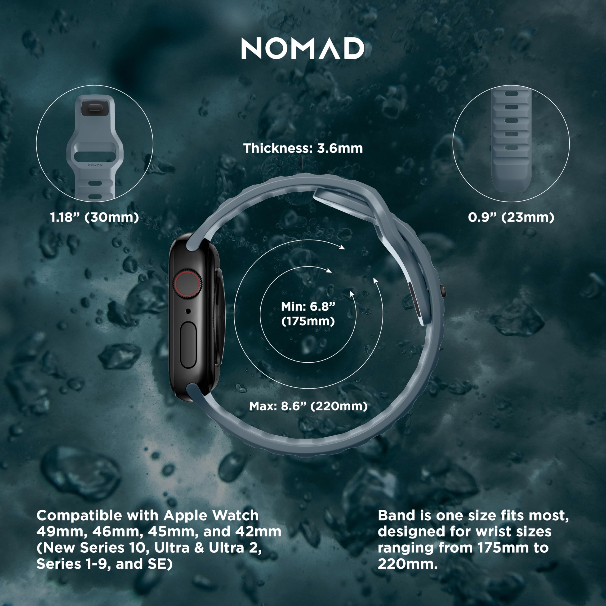 Foto 3 pulgar | Correa Deportiva Nomad Azul Marino De 45 Mm Para Apple Watch Ultra 2 - Venta Internacional.