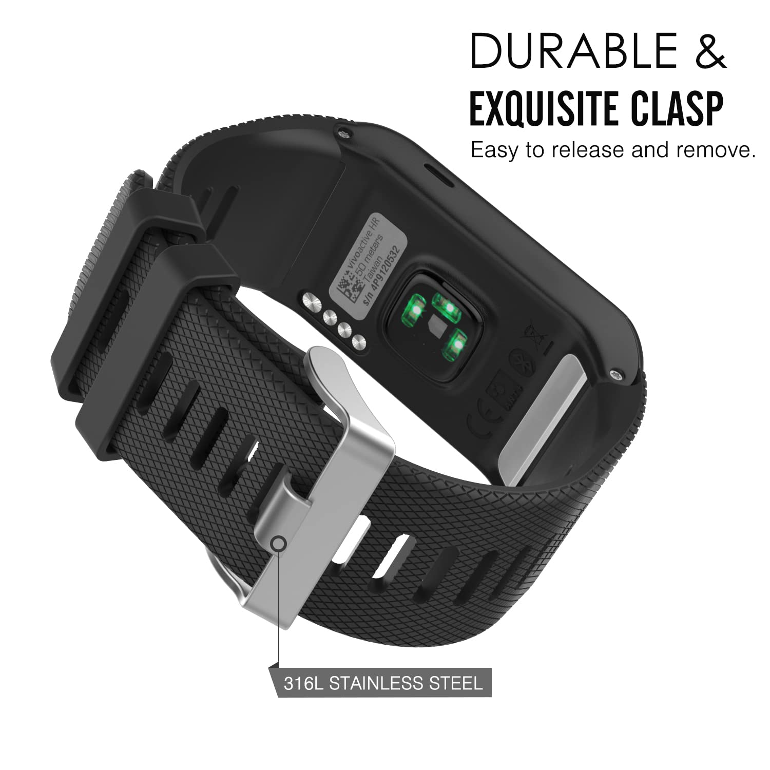 Foto 3 | Correa De Reloj Moko Compatible Con Garmin Vivoactive Hr  Color Negro - Venta Internacional.