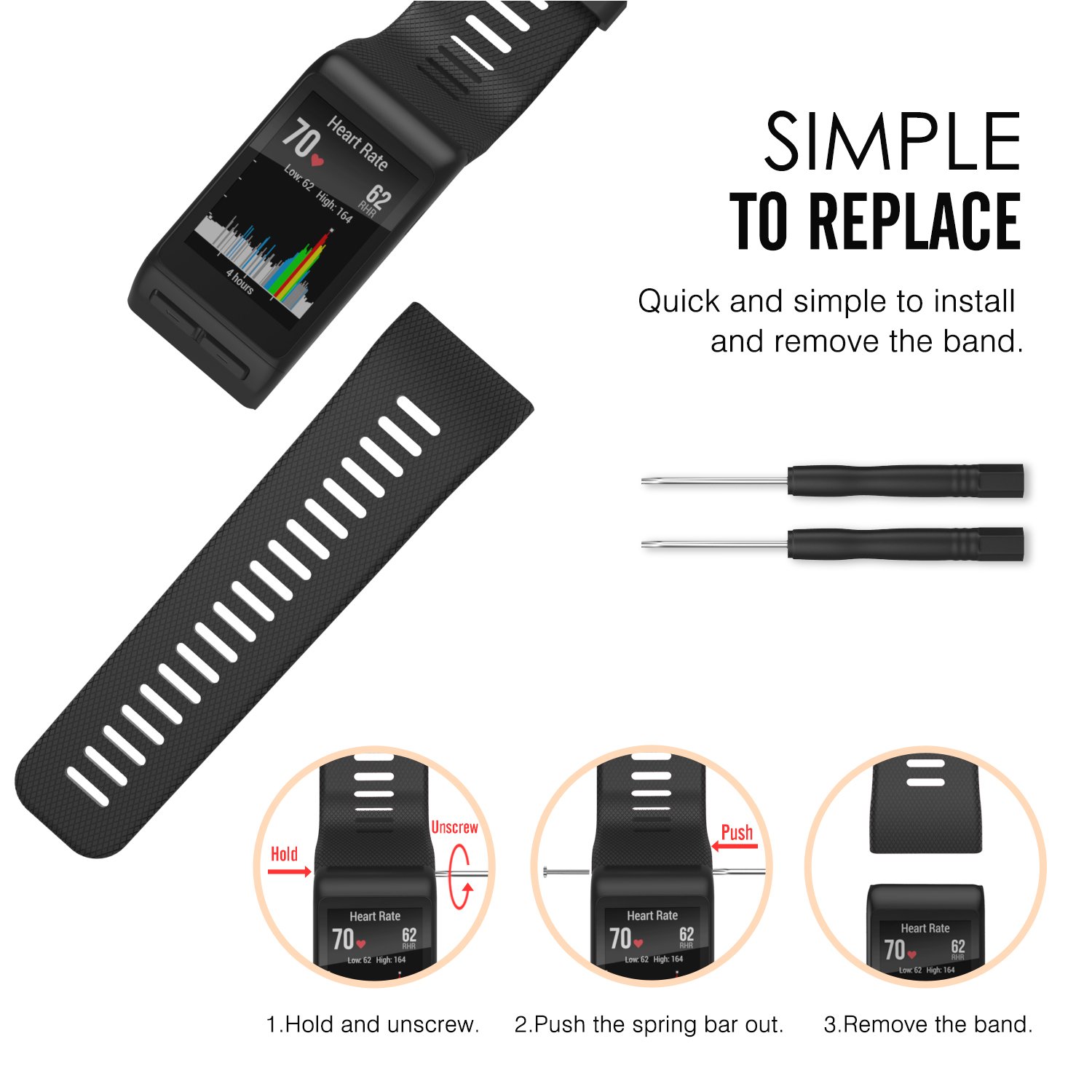 Foto 7 pulgar | Correa De Reloj Moko Compatible Con Garmin Vivoactive Hr  Color Negro - Venta Internacional.