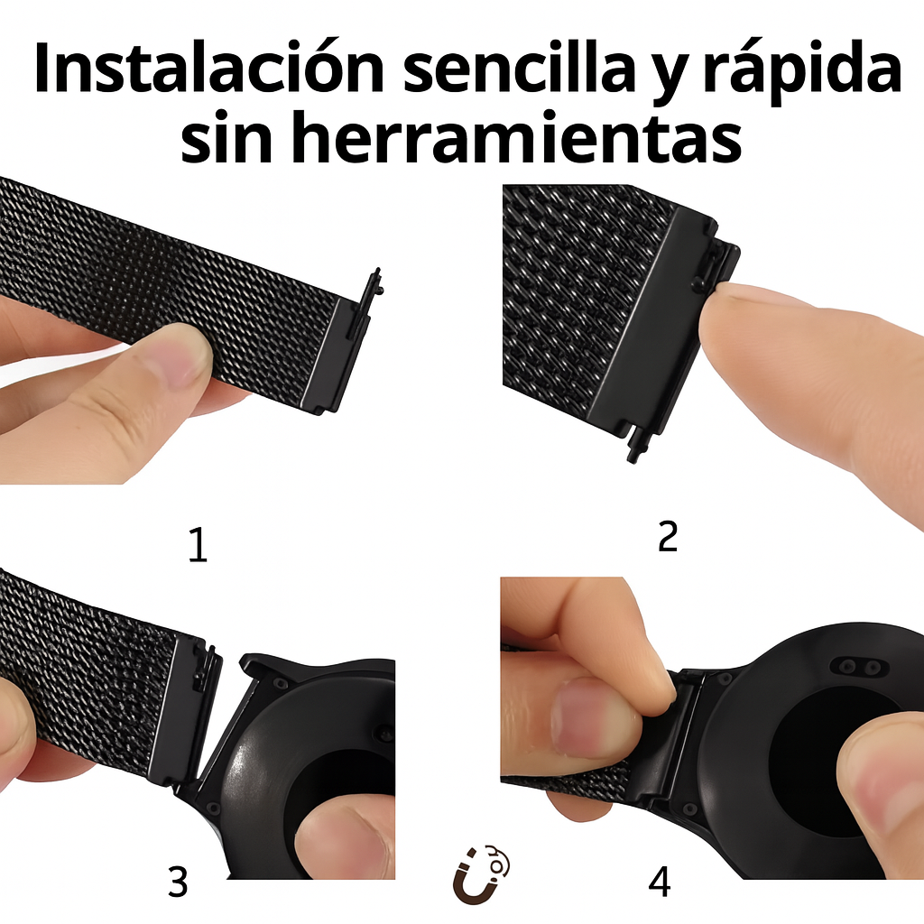 Foto 5 pulgar | Correa Milanesa Negra Ajustable de Acero Inoxidable para Smartwatch Galaxy Watch 4/5, Huawei Fit, Amazfit y Más