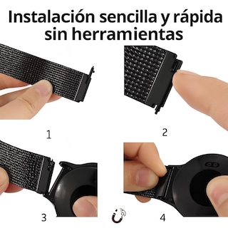 Foto 4 | Correa Milanesa Negra Ajustable de Acero Inoxidable para Smartwatch Galaxy Watch 4/5, Huawei Fit, Amazfit y Más