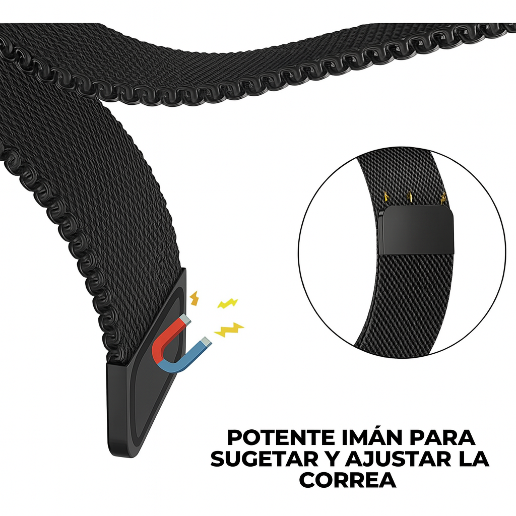 Foto 6 pulgar | Correa Milanesa Negra Ajustable de Acero Inoxidable para Smartwatch Galaxy Watch 4/5, Huawei Fit, Amazfit y Más