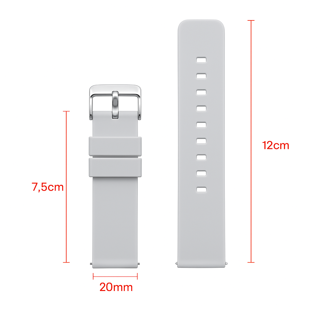 Foto 4 pulgar | Correa Universal de Silicón Gris 20 mm para Smartwatch, Diseño Deportivo y Ajuste Rápido