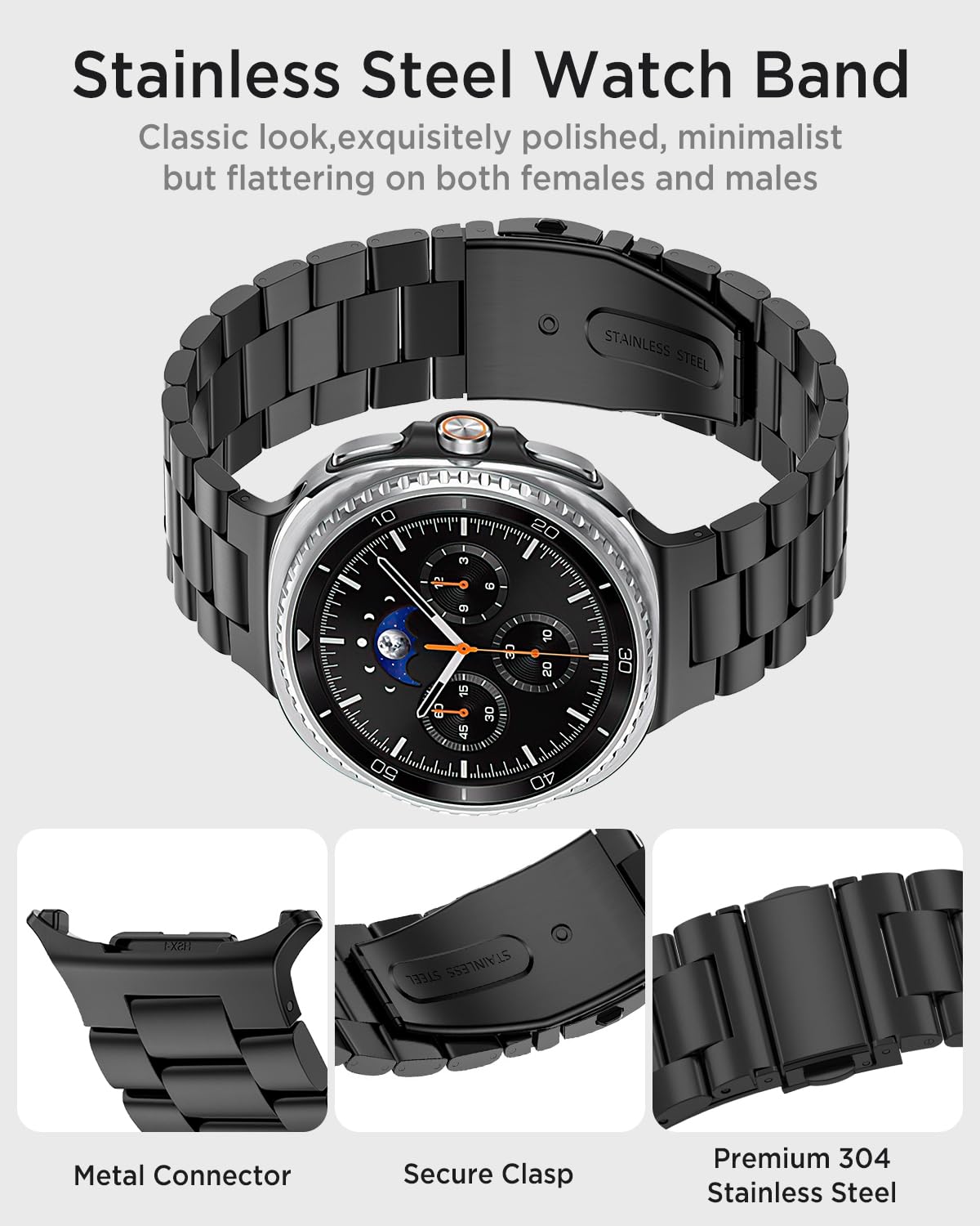 Foto 3 | Correa De Reloj Miimall De Acero Inoxidable Para Samsung Galaxy 8 - Venta Internacional.