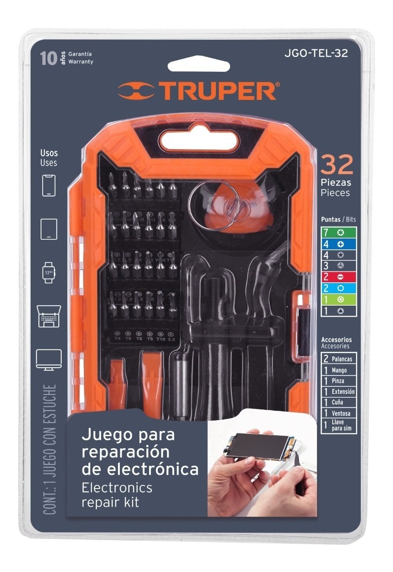Foto 3 pulgar | Herramientas para Reparación de Celulares Truper 32 piezas