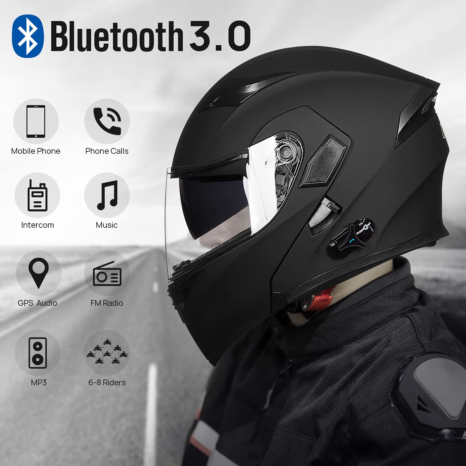 Foto 3 pulgar | Casco De Moto Bluetooth Ilm 902bt Pro Negro Mate Xl - Venta Internacional.