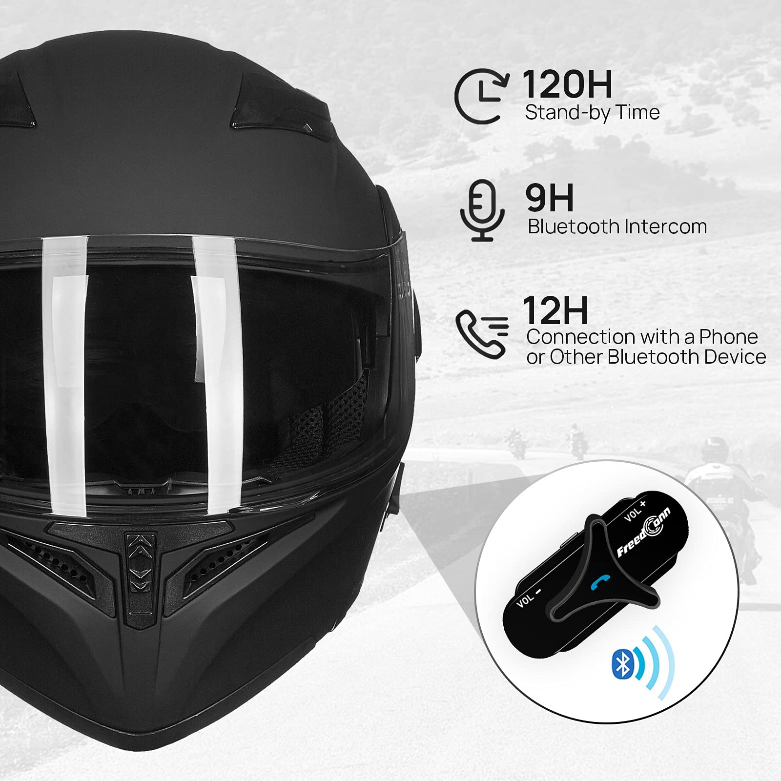 Foto 6 pulgar | Casco De Moto Bluetooth Ilm 902bt Pro Negro Mate Xl - Venta Internacional.