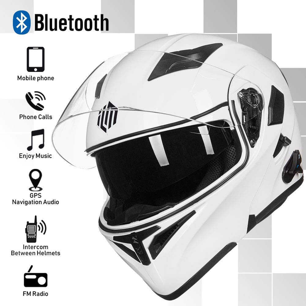 Foto 3 pulgar | Casco De Moto Ilm 902bt Bluetooth Modular Abatible Blanco M - Venta Internacional.
