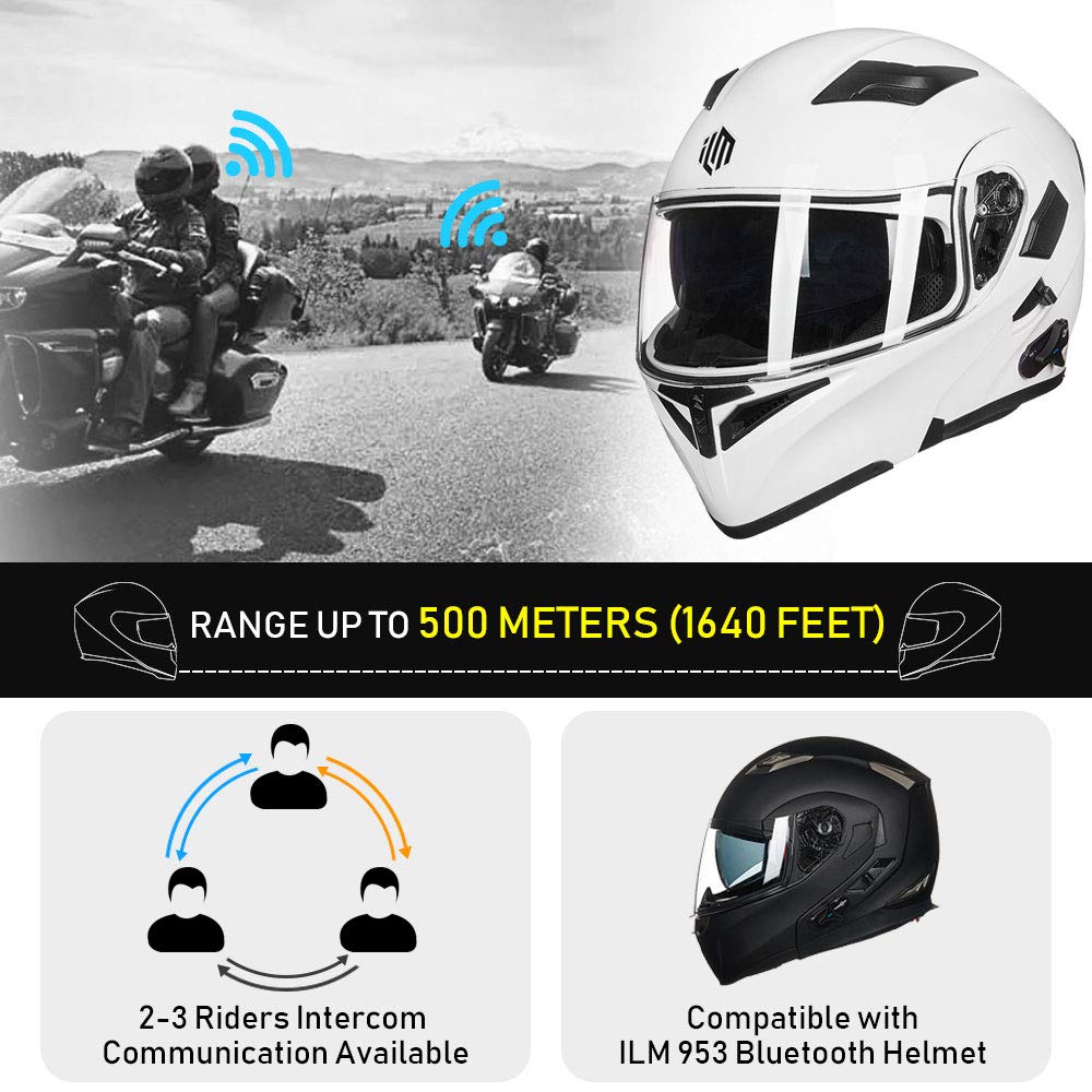 Foto 3 | Casco De Moto Ilm 902bt Bluetooth Modular Abatible Blanco M - Venta Internacional.