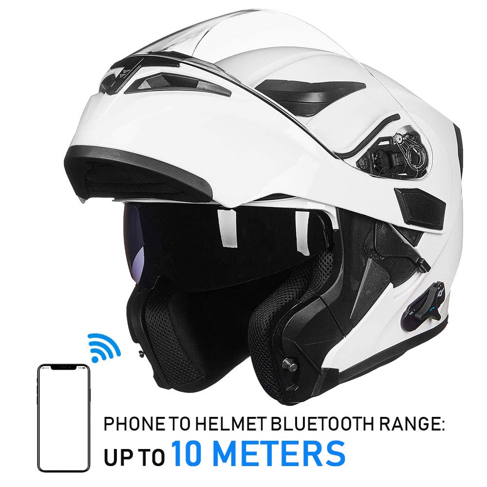 Foto 5 pulgar | Casco De Moto Ilm 902bt Bluetooth Modular Abatible Blanco M - Venta Internacional.