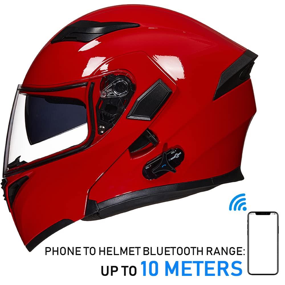 Foto 7 pulgar | Casco De Moto Ilm 902bt Con Bluetooth, Modular Y Abatible, Rojo - Venta Internacional.