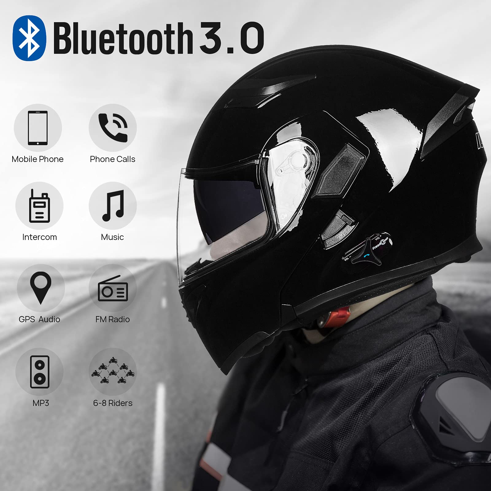 Foto 3 pulgar | Casco De Moto Ilm 902bt Pro Bluetooth Modular Abatible - Venta Internacional.