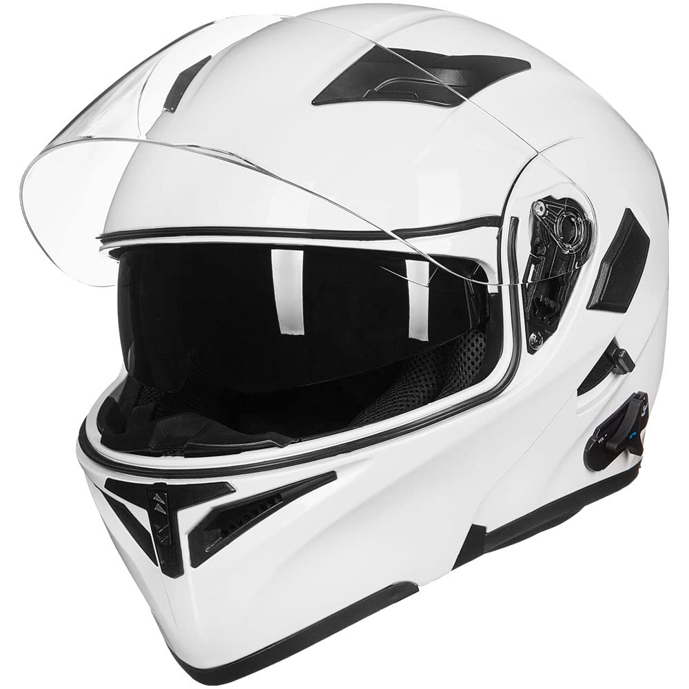 Foto 8 pulgar | Casco De Moto Ilm 902bt, Bluetooth, Modular, Plegable, Blanco, Xl - Venta Internacional.