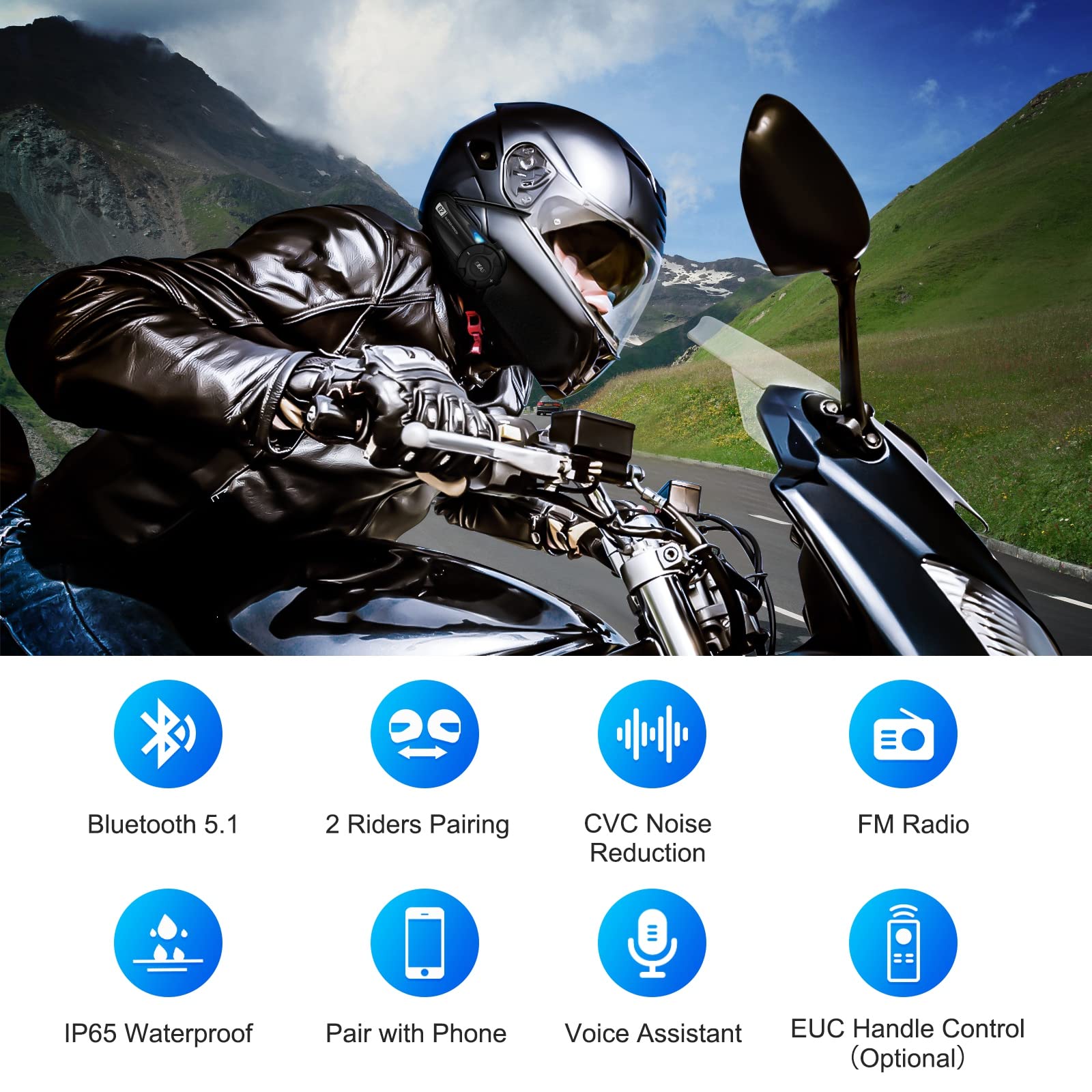 Foto 2 | Auriculares Con Intercomunicación Bluetooth Para Casco De Moto Ejeas Q2 - Venta Internacional.