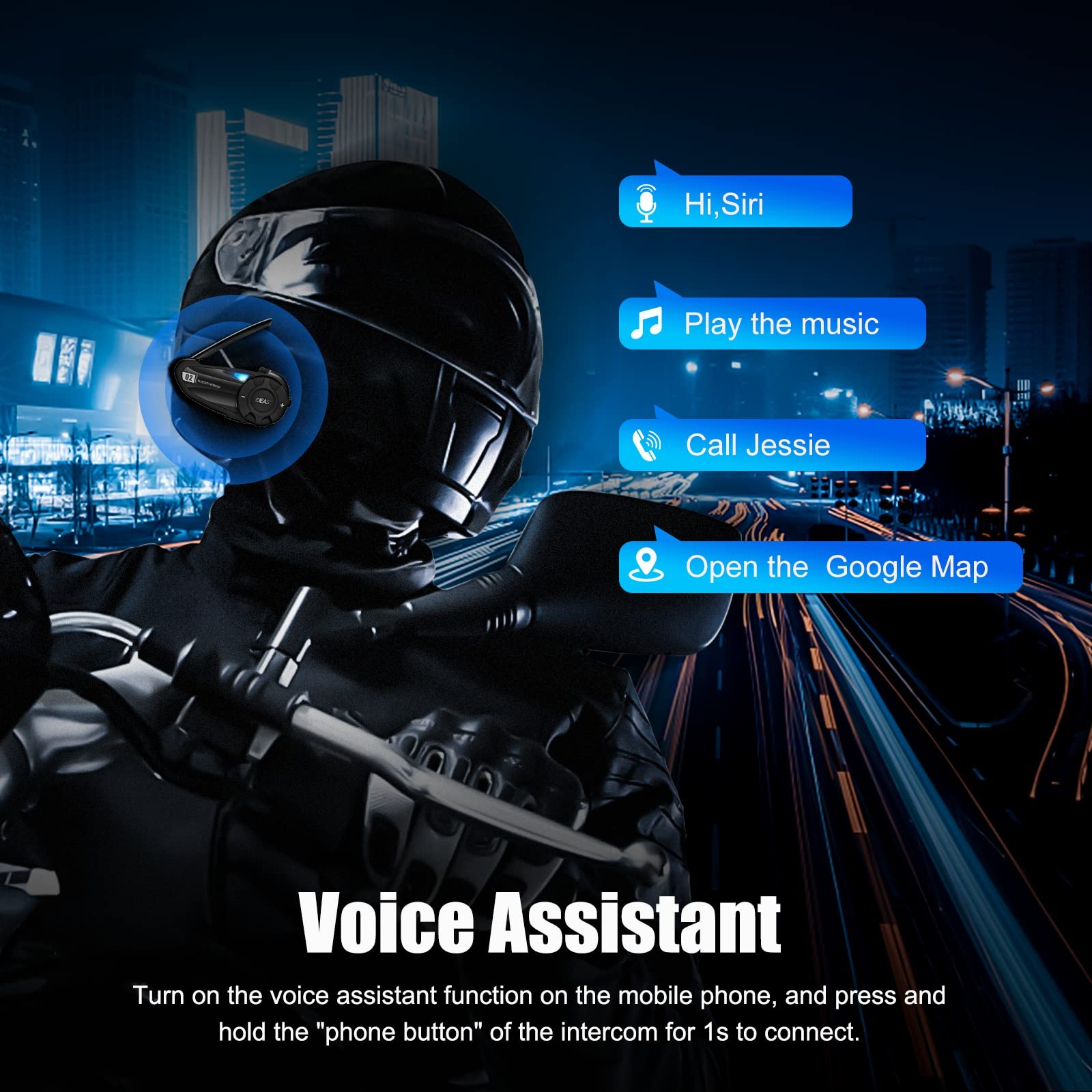 Foto 4 | Auriculares Con Intercomunicación Bluetooth Para Casco De Moto Ejeas Q2 - Venta Internacional.