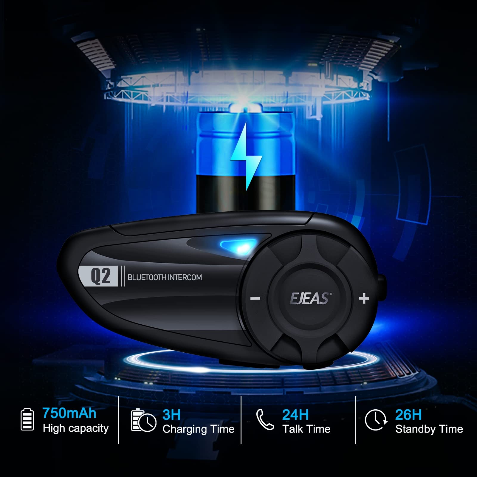 Foto 6 pulgar | Auriculares Con Intercomunicación Bluetooth Para Casco De Moto Ejeas Q2 - Venta Internacional.