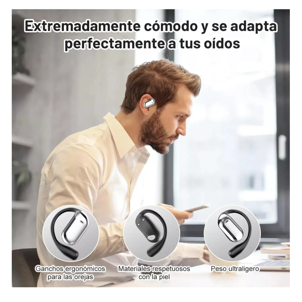 Foto 6 pulgar | Auriculares Inalámbricos Con Clip Bluetooth 5.4  Diseño De Conducción Ósea Lab.g  Negro