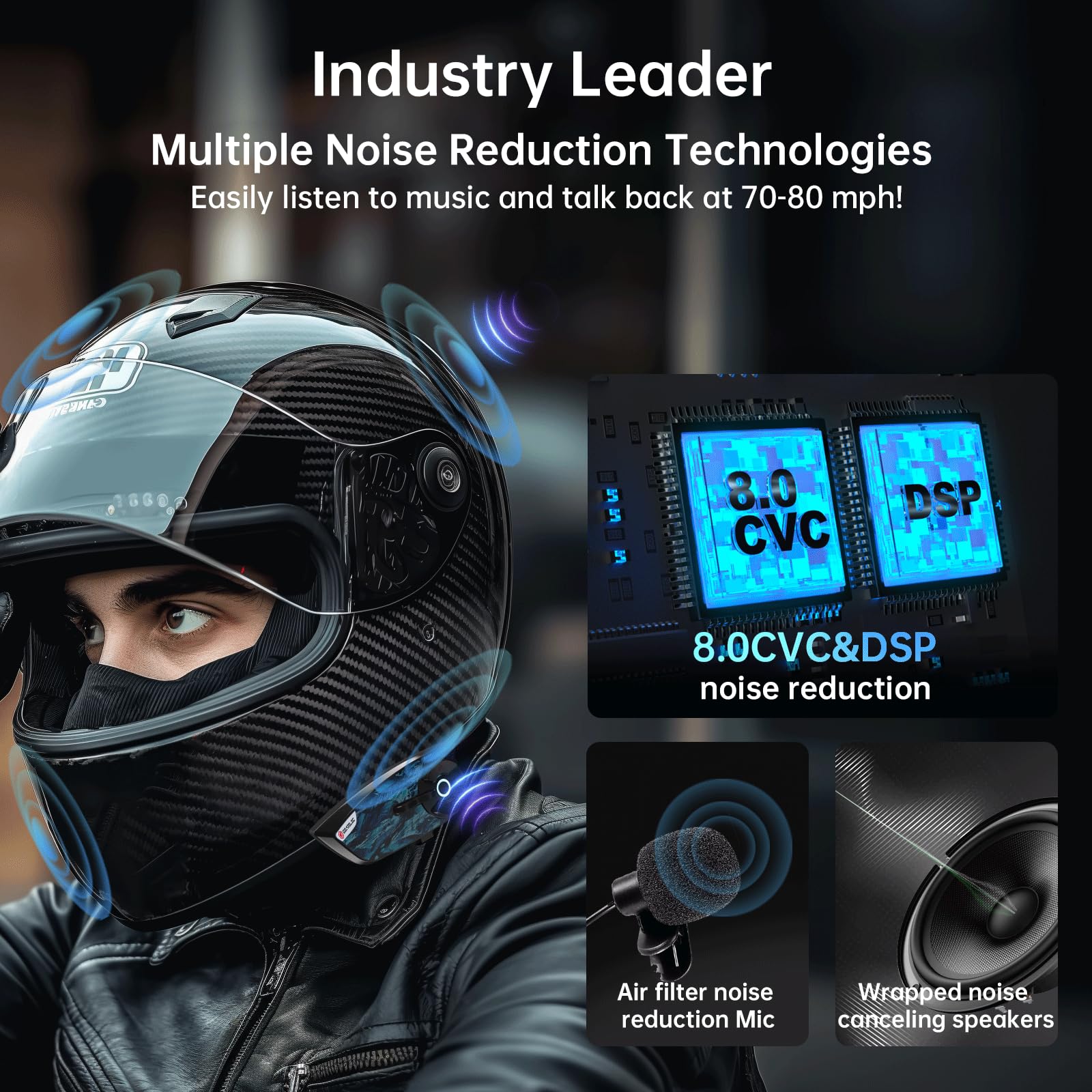 Foto 5 | Intercomunicador Bluetooth Para Motocicleta Gearelec V5.2 Bt 1500m - Venta Internacional.