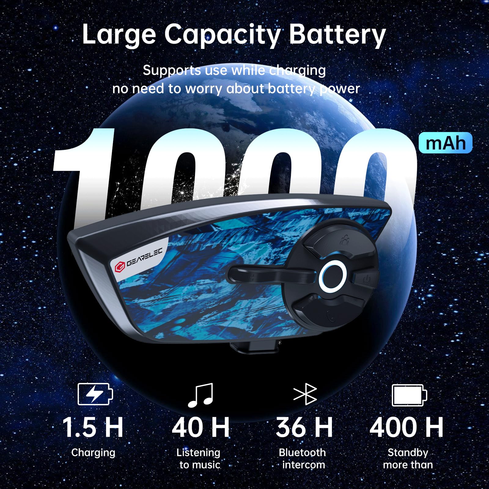Foto 6 | Intercomunicador Bluetooth Para Motocicleta Gearelec V5.2 Bt 1500m - Venta Internacional.