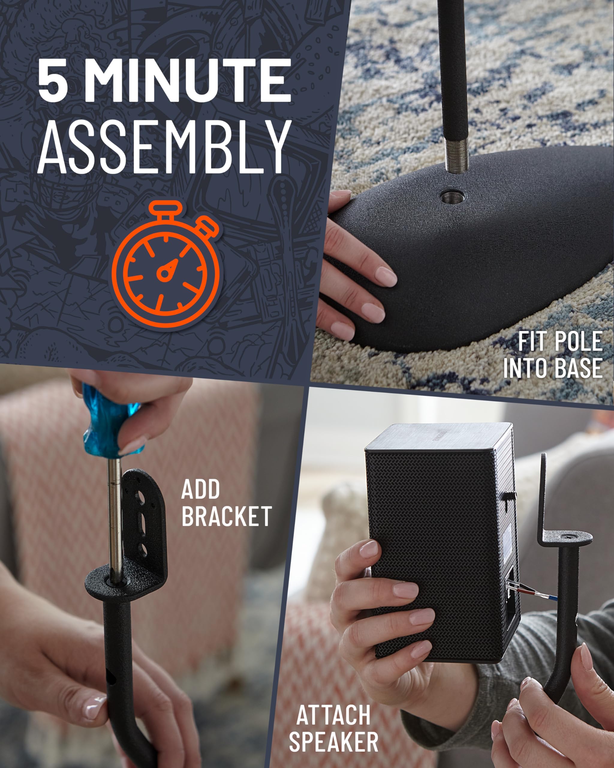 Foto 7 pulgar | Par de Soportes de Altavoz Echogear Universales con Altura Ajustable - Venta Internacional