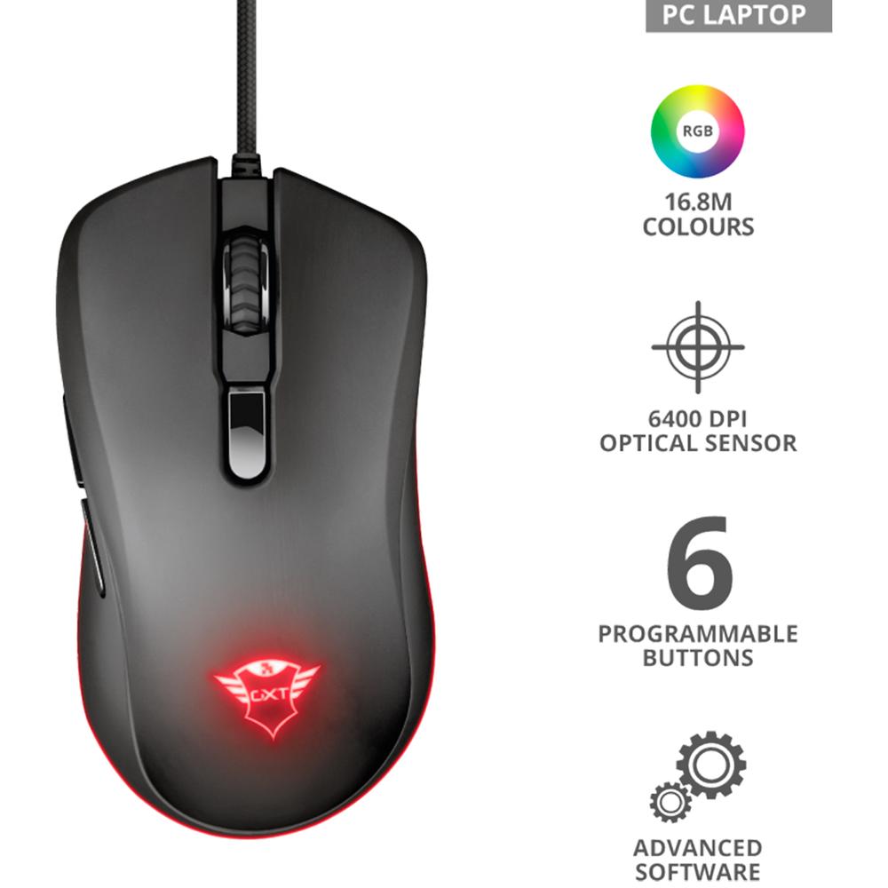 Foto 4 pulgar | Mouse Gamer Trust Gxt 930 Jacx Rgb 6400dpi 6 Botones