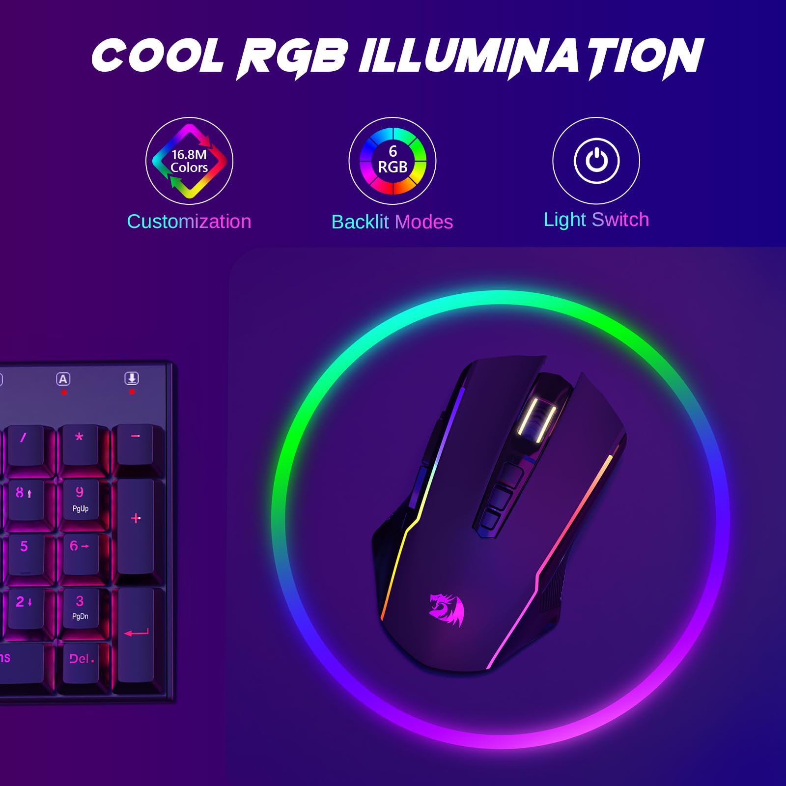 Foto 4 pulgar | Ratón Inalámbrico Para Juegos Redragon M914 10000 Dpi Rgb Negro - Venta Internacional.