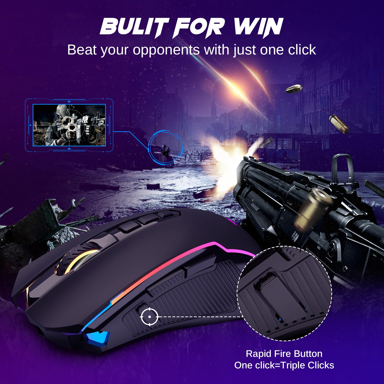 Foto 7 pulgar | Ratón Inalámbrico Para Juegos Redragon M914 10000 Dpi Rgb Negro - Venta Internacional.