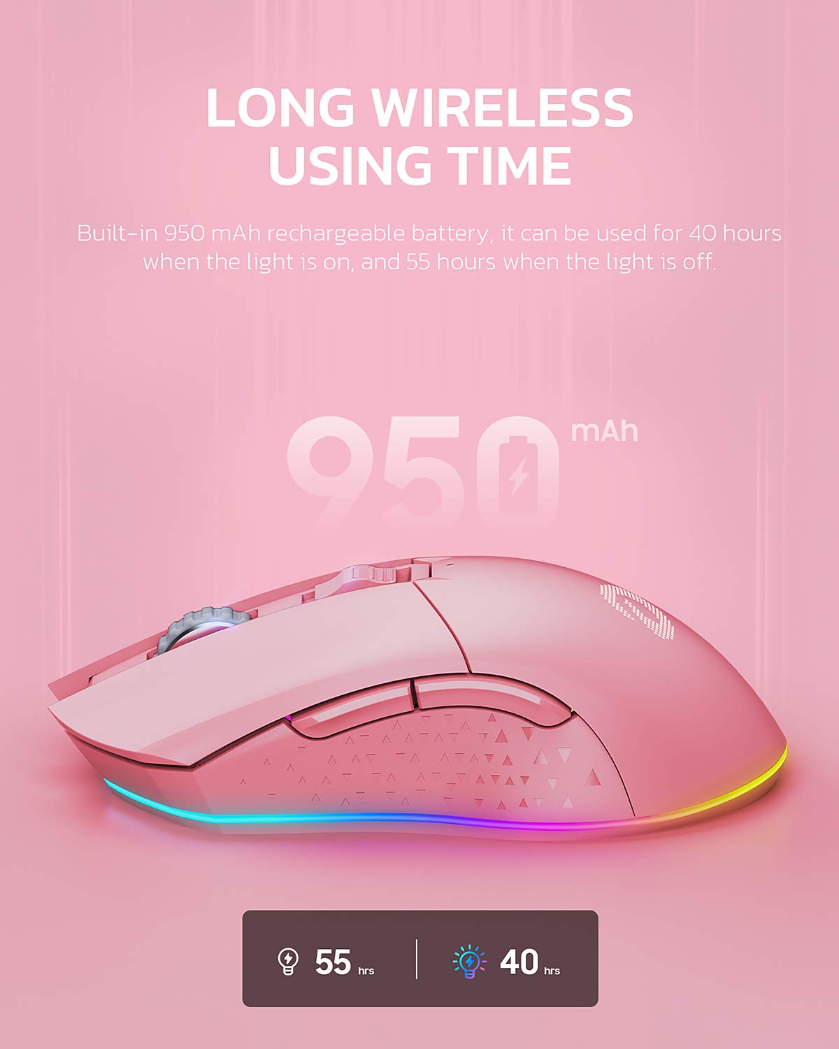 Foto 5 pulgar | Ratón Para Juegos Dareu Pink, Modo Dual, Recargable, 10k Dpi Rgb - Venta Internacional.