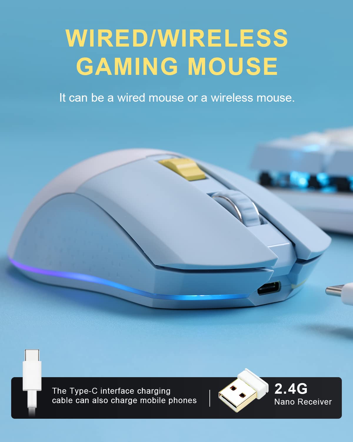 Foto 4 pulgar | Ratón Para Juegos Dareu De Modo Dual Recargable De 10.000 Dpi Rgb Con 7 Botones - Venta Internacional.