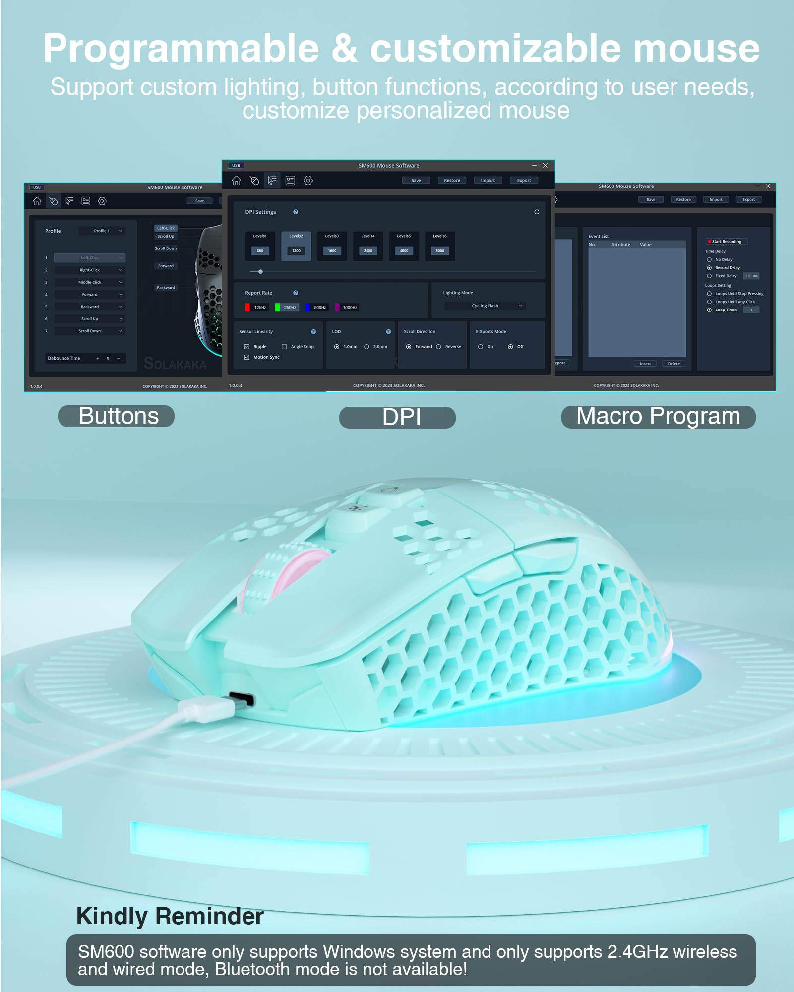 Foto 6 pulgar | Ratón Inalámbrico Para Juegos Solakaka Sm600 Plus Con Carcasa Honeycomb - Venta Internacional.