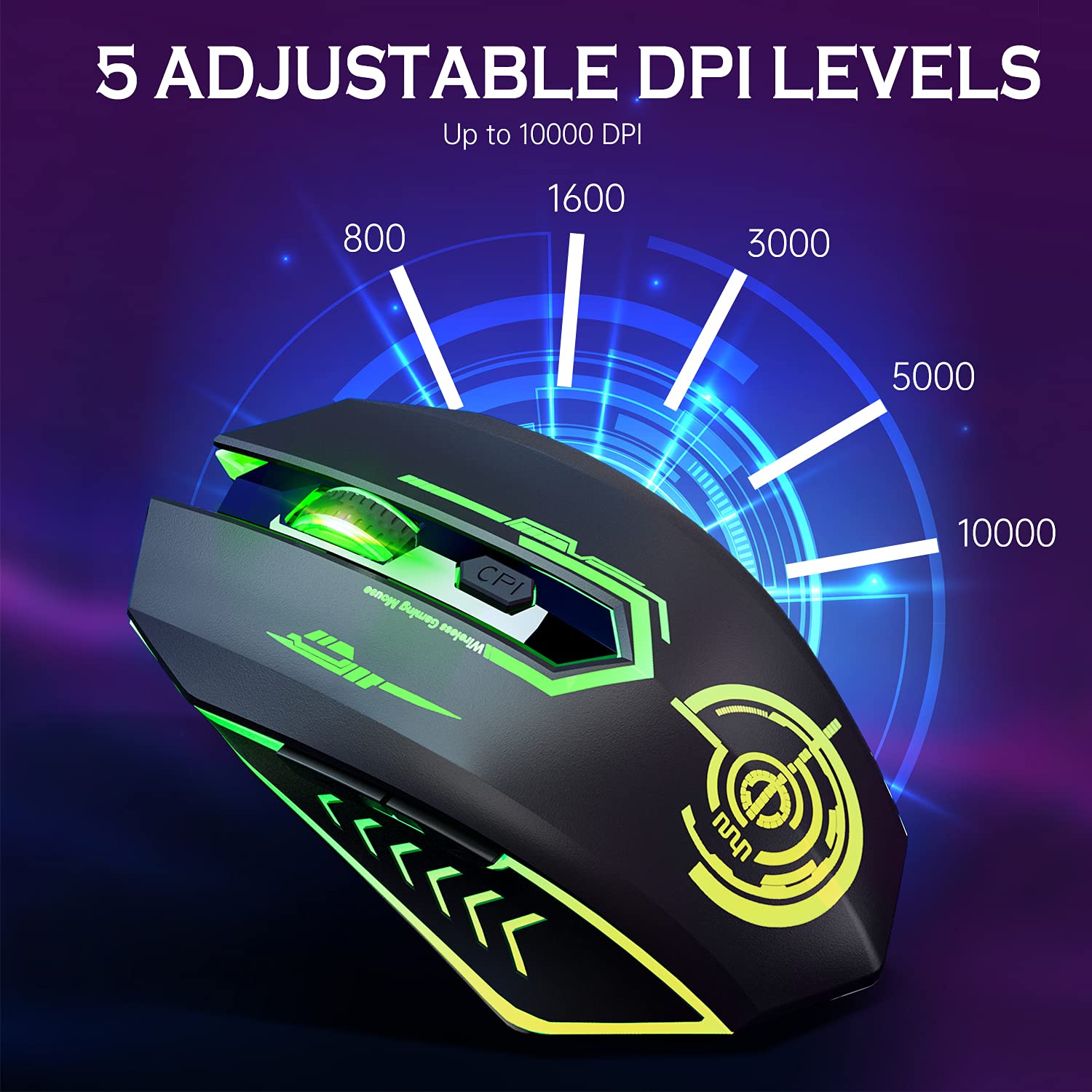 Foto 4 pulgar | Ratón Inalámbrico Para Juegos Uhuru De Hasta 10000 Dpi Recargable - Venta Internacional.