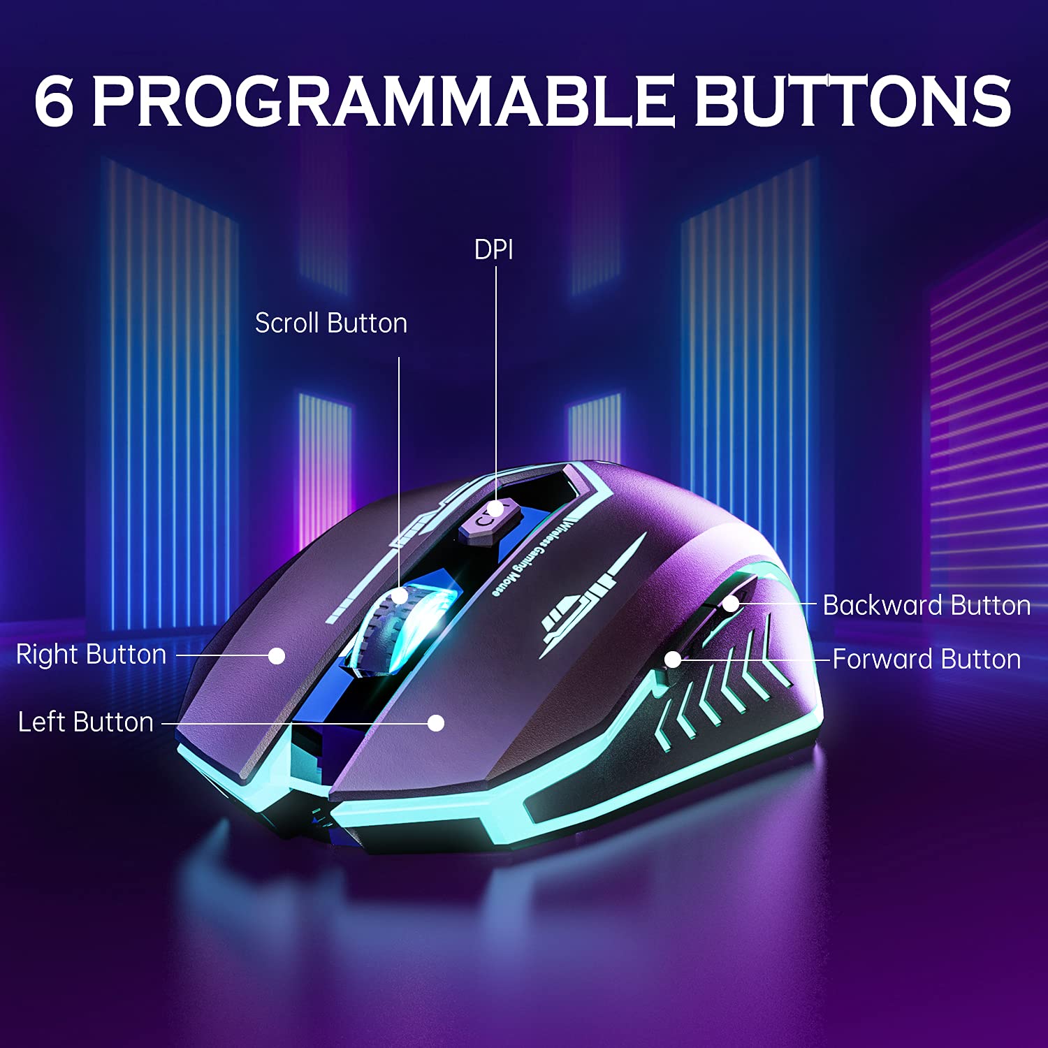 Foto 5 | Ratón Inalámbrico Para Juegos Uhuru De Hasta 10000 Dpi Recargable - Venta Internacional.