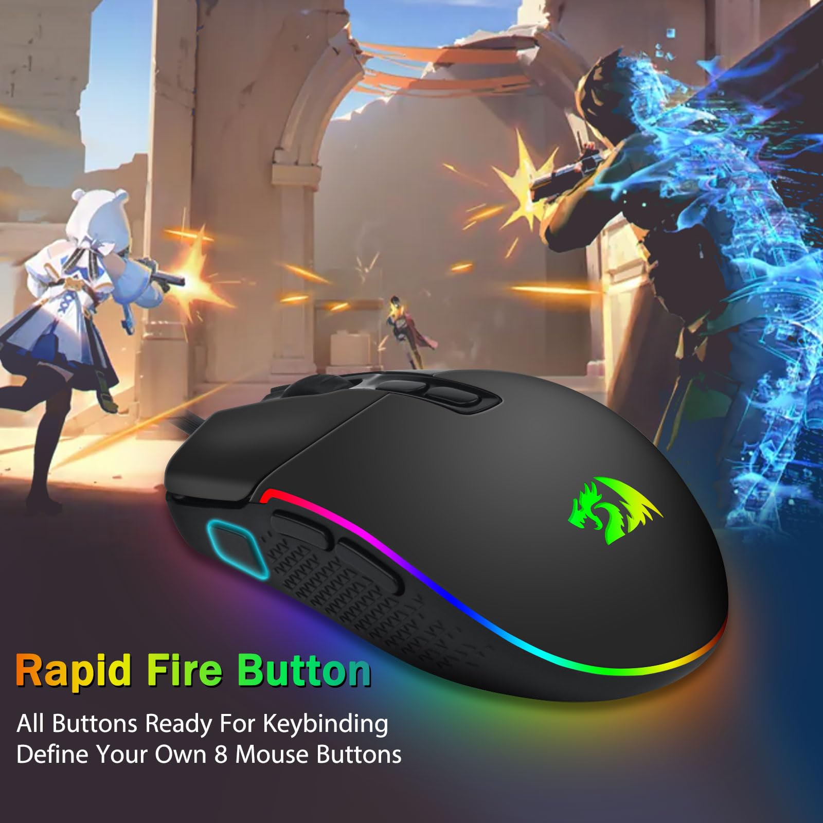 Foto 6 pulgar | Ratón Para Juegos Redragon M719 Antonium Rgb 10,000 Dpi Con Cable - Venta Internacional.