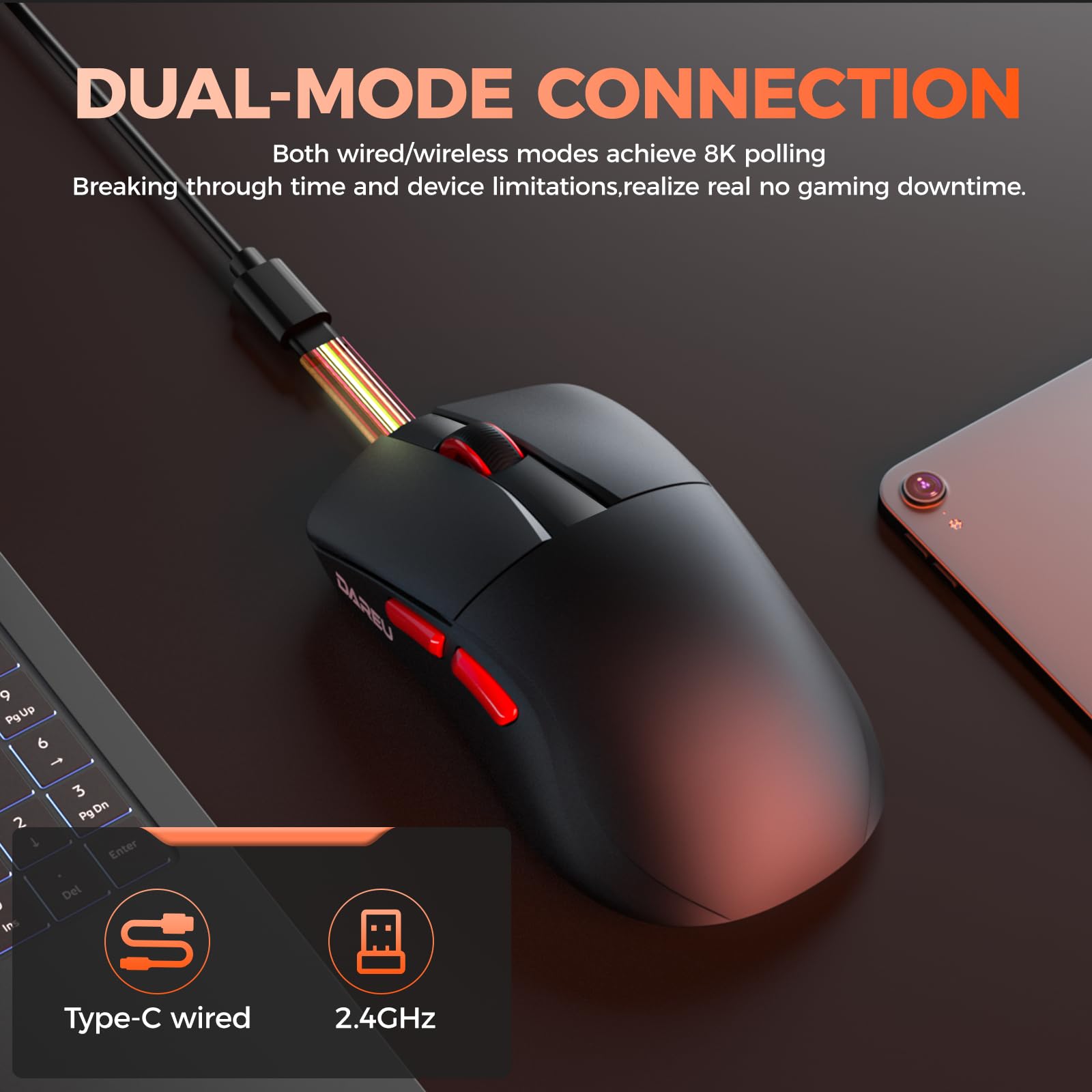 Foto 8 pulgar | Ratón Para Juegos Dareu A950 Wing Inalámbrico, 35 G, 30 000 Dpi, 70 H, Batería - Venta Internacional.