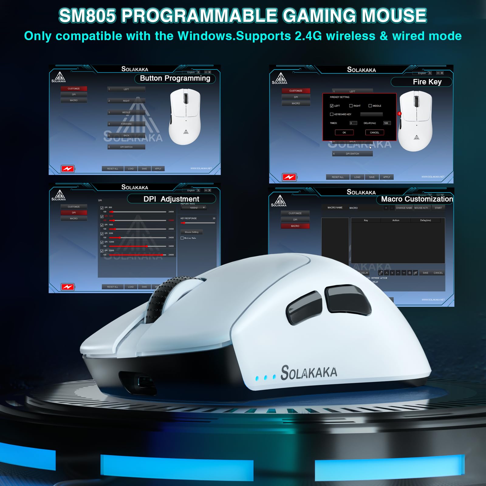 Foto 7 pulgar | Ratón Para Juegos Solakaka Sm805 Inalámbrico Ligero De 24.000 Dpi - Venta Internacional.