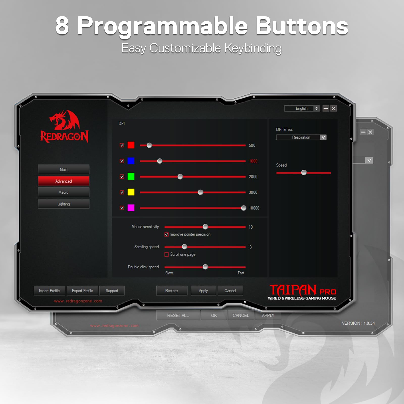 Foto 8 pulgar | Ratón Inalámbrico Para Juegos Redragon M810 Pro 10000 Dpi - Venta Internacional.