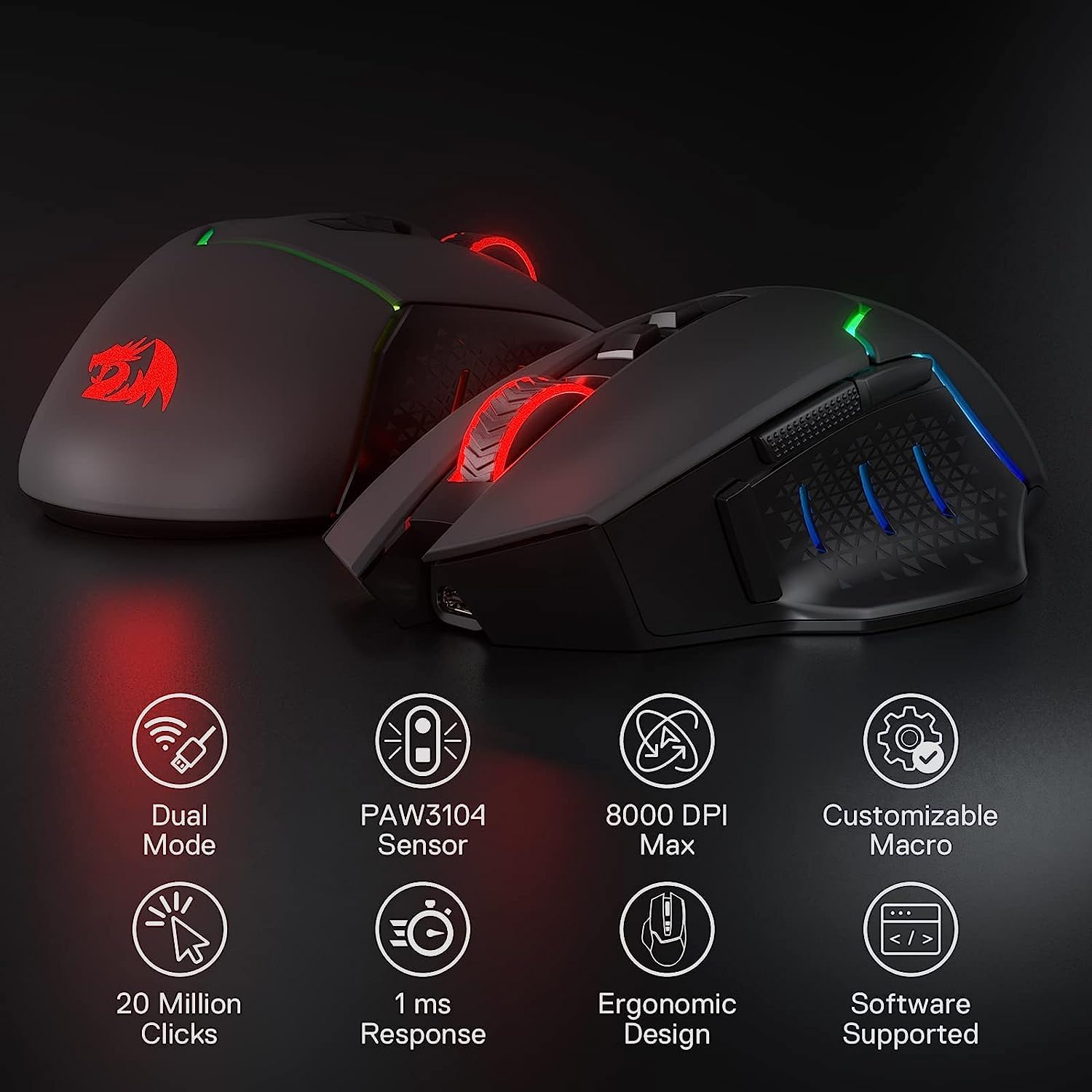 Foto 3 | Ratón Inalámbrico Para Juegos Redragon M690 Pro 8000 Dpi - Venta Internacional.