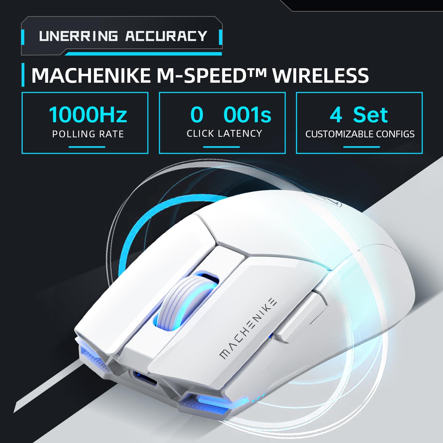 Foto 4 pulgar | Ratón Para Juegos Machenike M7 Pro 26 000 Dpi Inalámbrico Blanco - Venta Internacional.