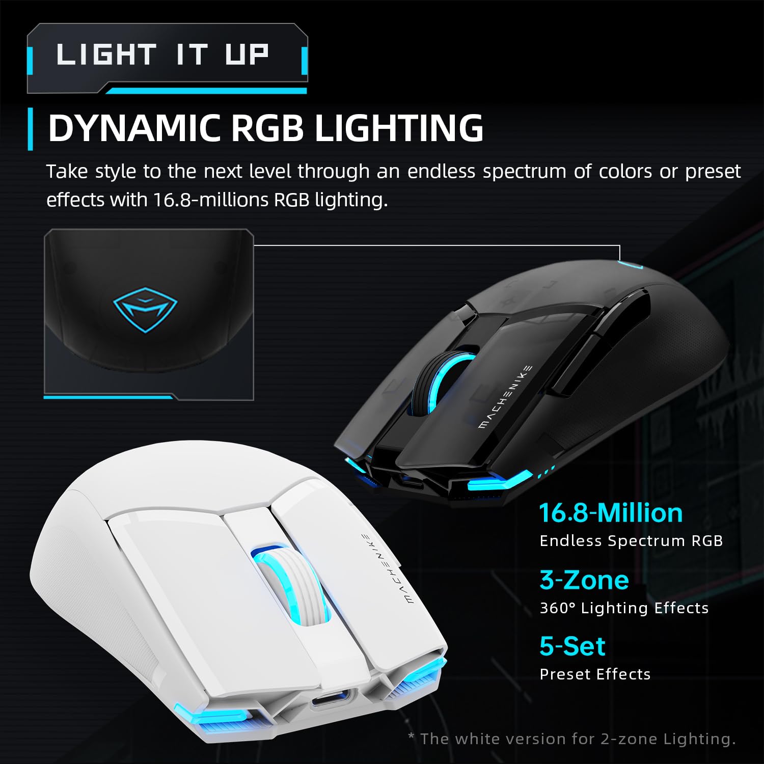 Foto 6 | Ratón Para Juegos Machenike M7 Pro 26 000 Dpi Inalámbrico Blanco - Venta Internacional.