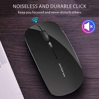 Foto 6 | Ratón Inalámbrico Q5 Slim + Receptor Usb Y Adaptador Tipo C + Pc, Portátil + Negro - Venta Internacional.