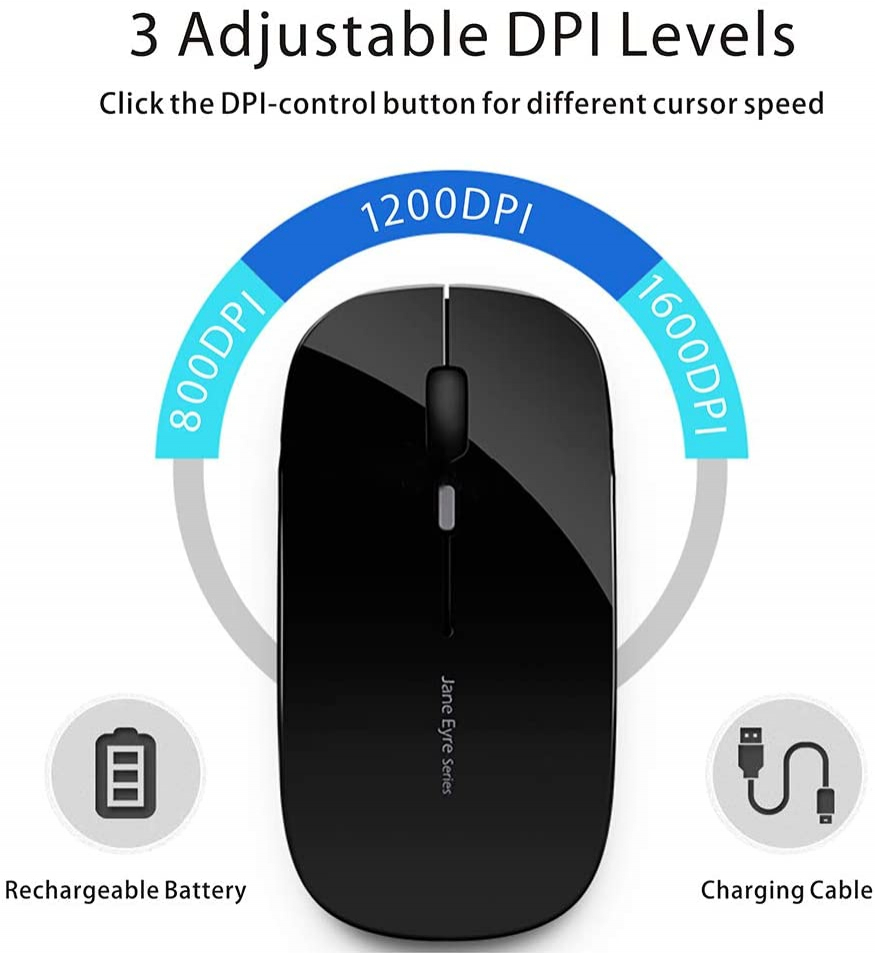 Foto 8 pulgar | Ratón Inalámbrico Q5 Slim + Receptor Usb Y Adaptador Tipo C + Pc, Portátil + Negro - Venta Internacional.