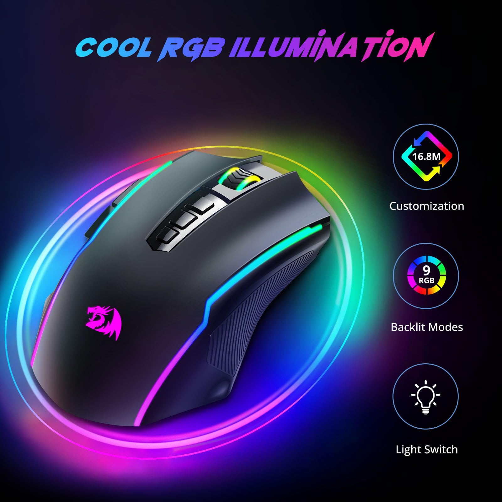 Foto 3 pulgar | Ratón Inalámbrico para Juegos Redragon M910-ws 8000 Dpi Rgb - Venta Internacional