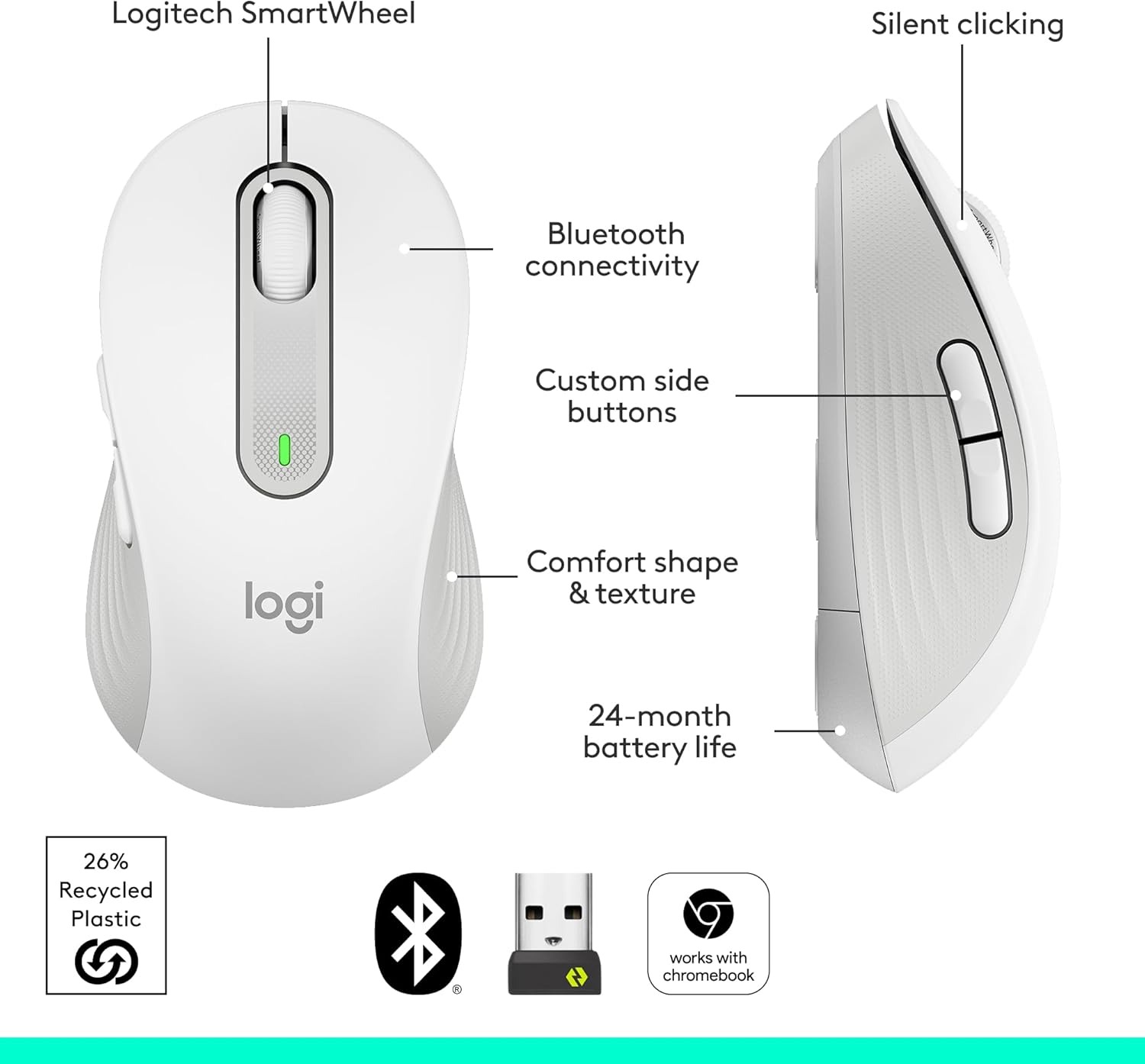 Foto 8 pulgar | Ratón Inalámbrico Logitech Signature M650 L De Tamaño Completo - Venta Internacional.
