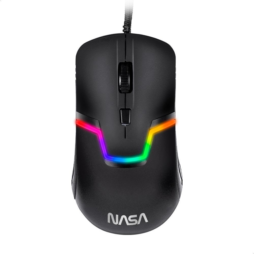 Foto 1 | Mouse Gamer NASA NS-GM06 LED RGB Edición Alámbrico USB 1200 3200 DPI Ajustables 4 Botones