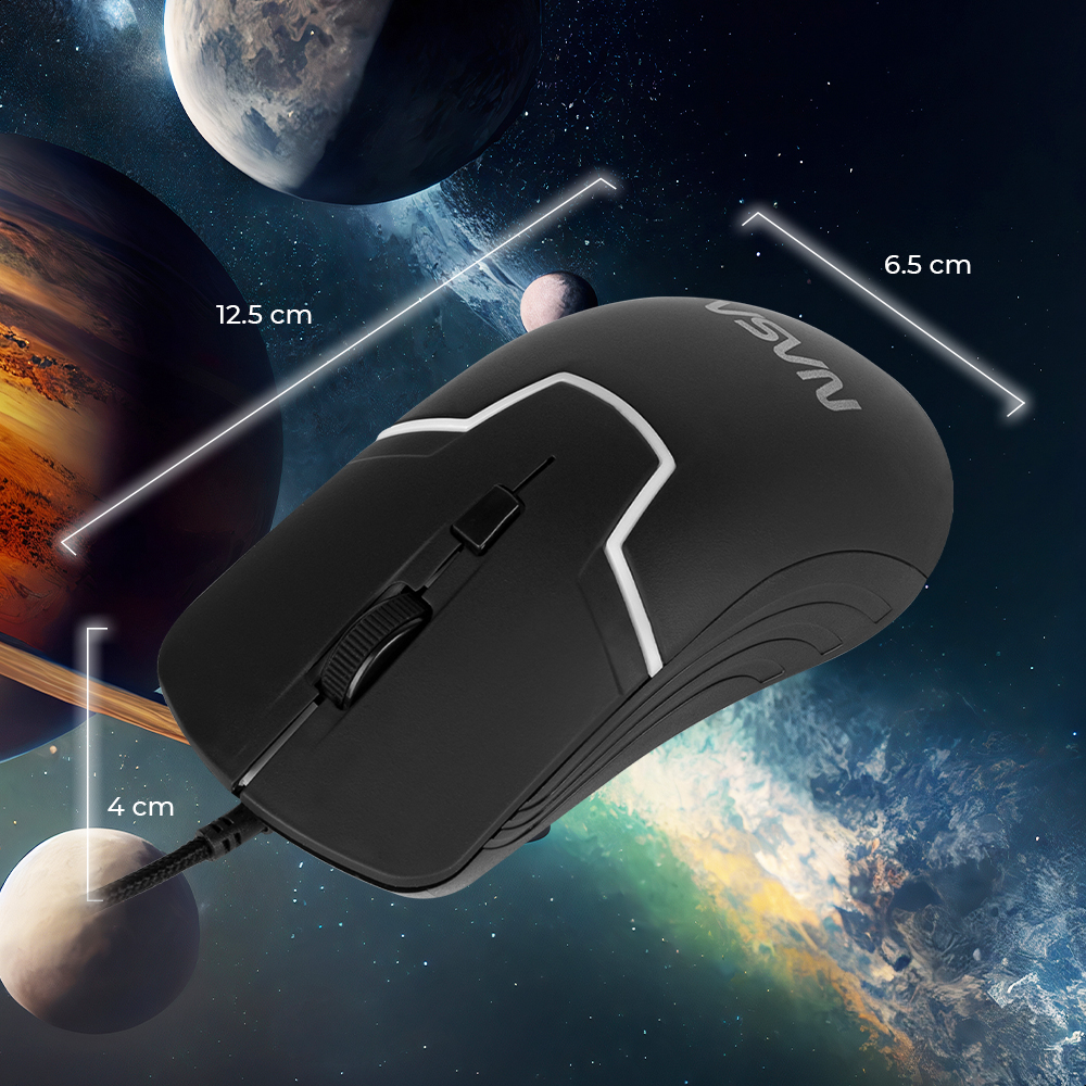 Foto 3 | Mouse Gamer NASA NS-GM06 LED RGB Edición Alámbrico USB 1200 3200 DPI Ajustables 4 Botones